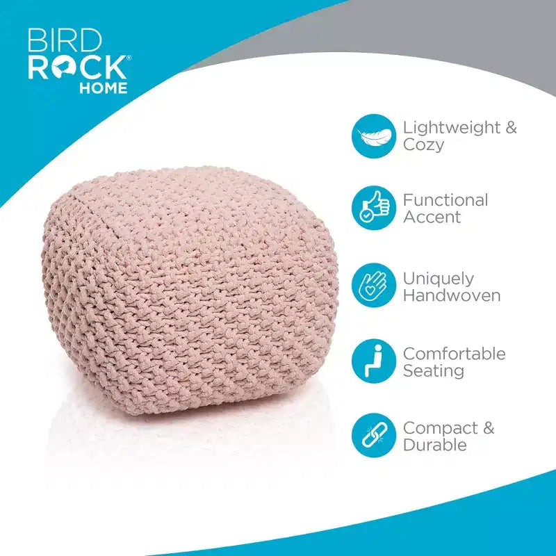 BirdRock Home Square Pouf Foot Stool Ottoman - Dusty Rose