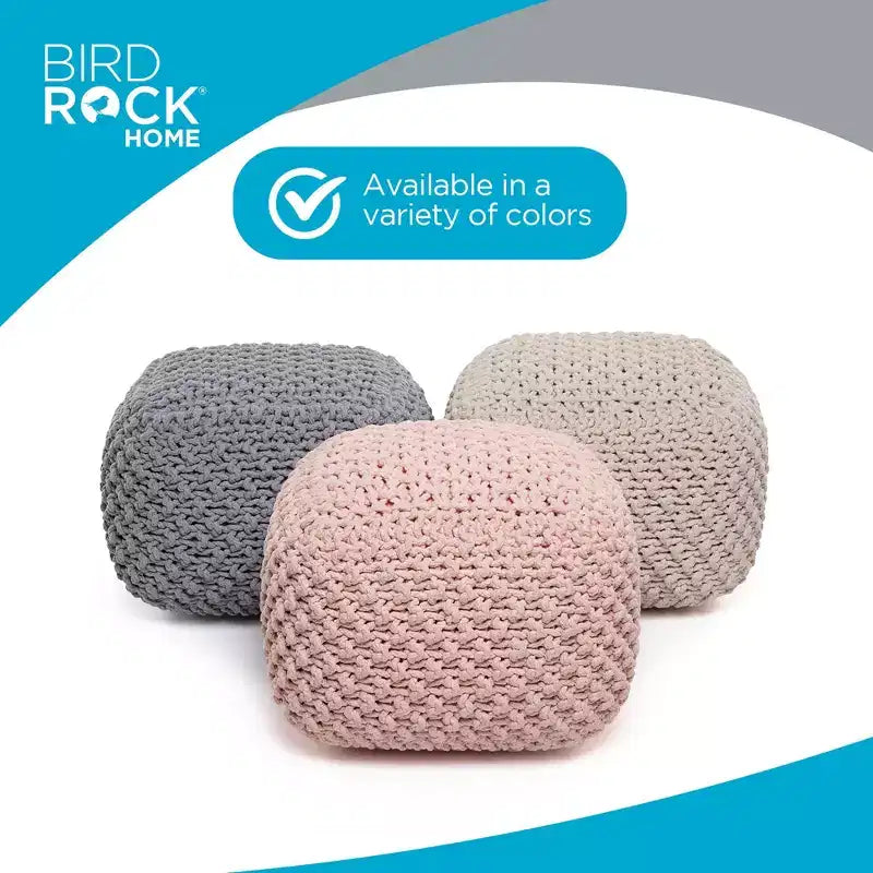 BirdRock Home Square Pouf Foot Stool Ottoman - Dusty Rose