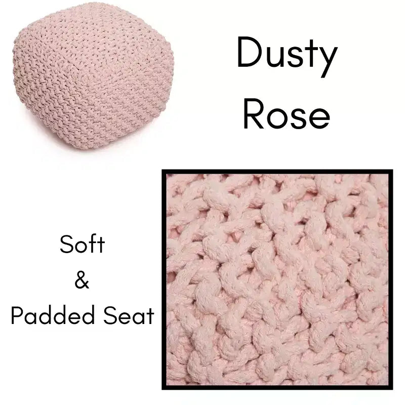 BirdRock Home Square Pouf Foot Stool Ottoman - Dusty Rose