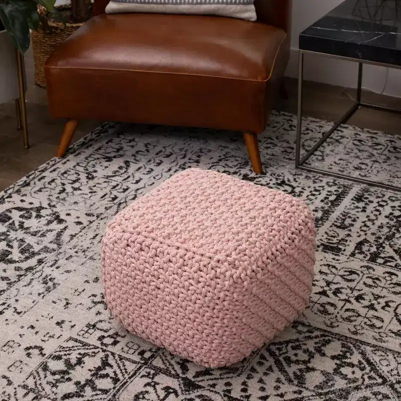 BirdRock Home Square Pouf Foot Stool Ottoman - Dusty Rose