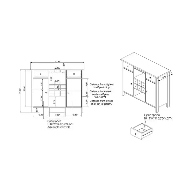 24/7 Shop At Home Ridsley Multi Storage Buffet