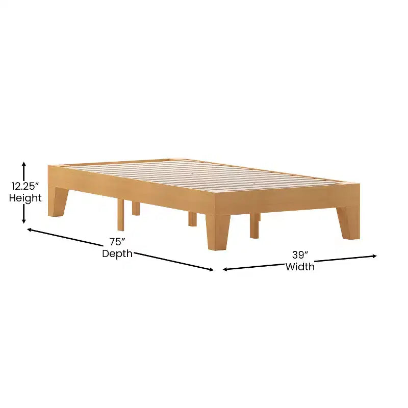 Merrick Lane Eduardo Platform Bed Frame, Solid Wood Platform Bed Frame With Slatted Support, No Box Spring Needed