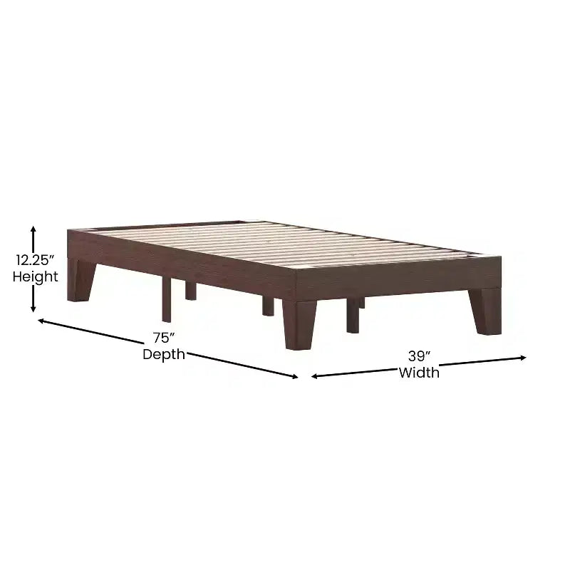 Merrick Lane Eduardo Platform Bed Frame, Solid Wood Platform Bed Frame With Slatted Support, No Box Spring Needed