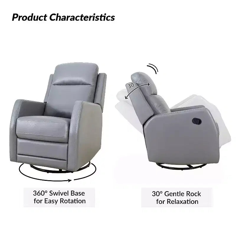 Set of 2 Ofelia Wooden Upholstery Wingback Swivel Recliner for Bedroom and Living Room ART OF LIVING DESIGNS-GREY