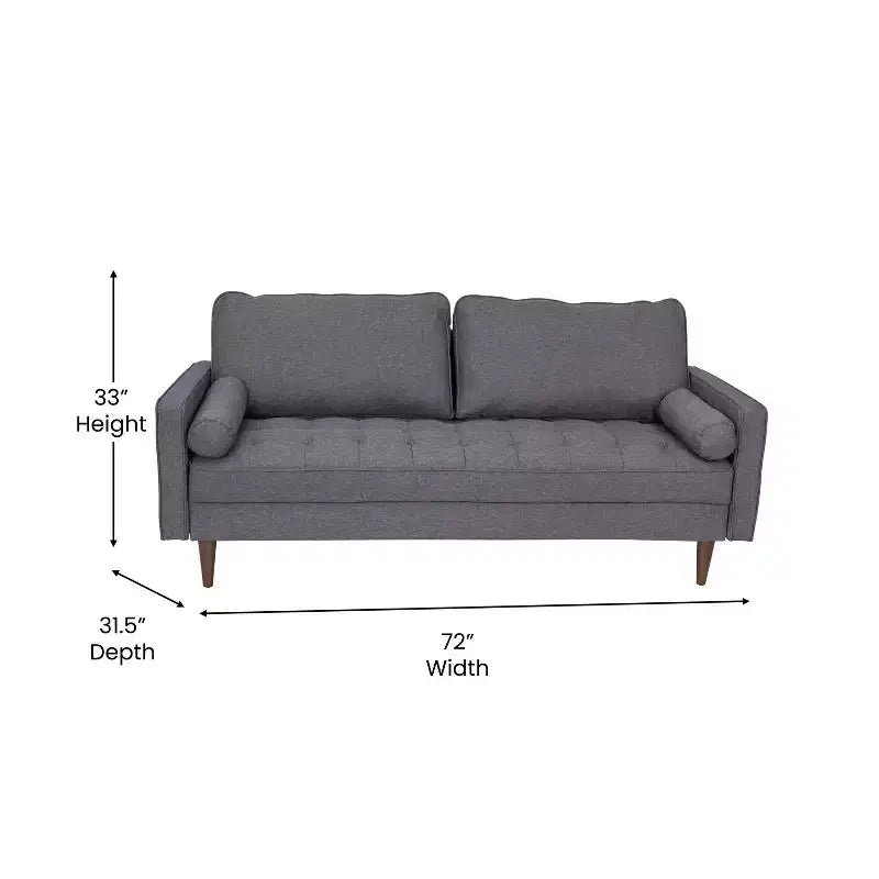 Flash Furniture Hudson Mid-Century Modern Sofa with Tufted Upholstery & Solid Wood Legs