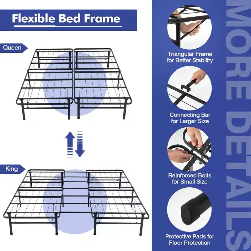 Costway Folding Metal Platform Bed Frame 13 Inch Mattress Foundation 660 LBS