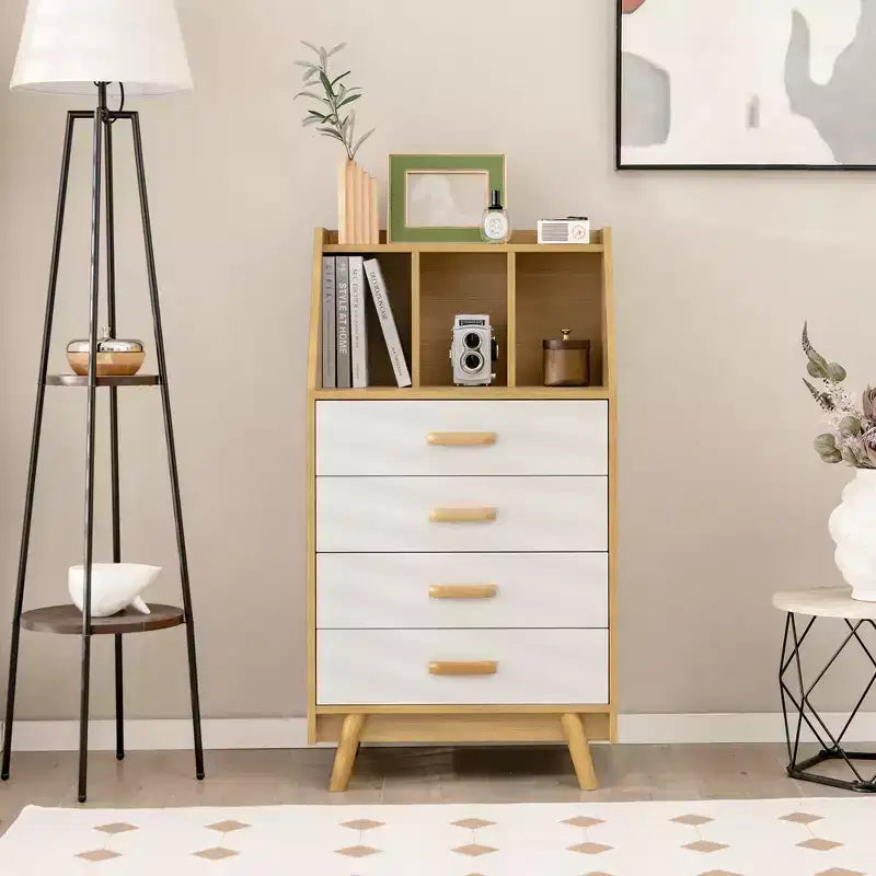 Costway 3-Cube Chest of Drawers Storage Organizer 4-Drawer Dresser with Countertop