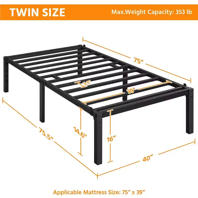 Yaheetech Metal Platform Bed Frame with Heavy Duty Steel Slat Support