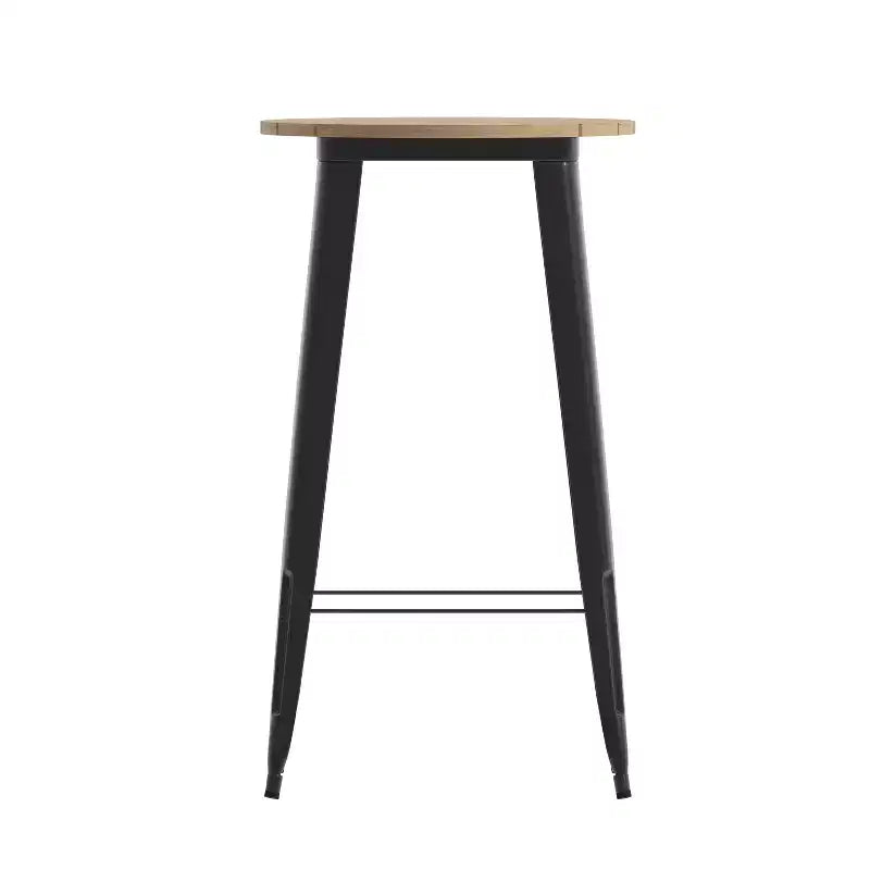 Merrick Lane Indoor/Outdoor Bar Top Table, 23.75 Round All Weather Poly Resin Top with Steel base