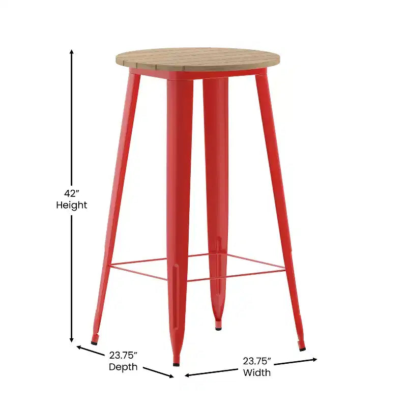 Merrick Lane Indoor/Outdoor Bar Top Table, 23.75 Round All Weather Poly Resin Top with Steel base
