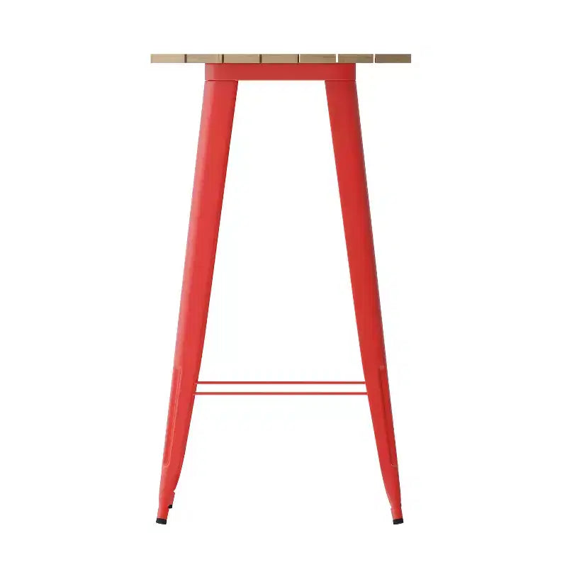 Merrick Lane Indoor/Outdoor Bar Top Table, 23.75 Round All Weather Poly Resin Top with Steel base