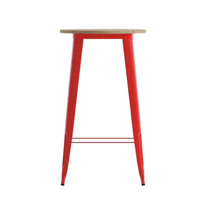 Merrick Lane Indoor/Outdoor Bar Top Table, 23.75 Round All Weather Poly Resin Top with Steel base