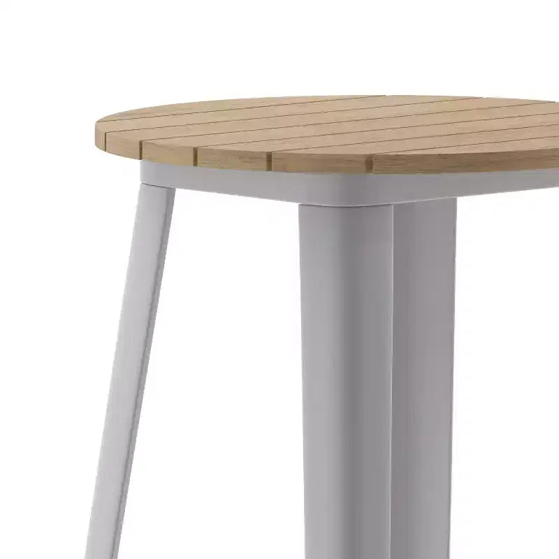 Merrick Lane Indoor/Outdoor Bar Top Table, 23.75 Round All Weather Poly Resin Top with Steel base