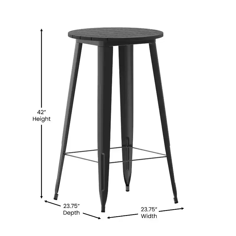 Merrick Lane Indoor/Outdoor Bar Top Table, 23.75 Round All Weather Poly Resin Top with Steel base