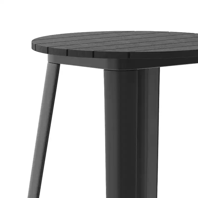 Merrick Lane Indoor/Outdoor Bar Top Table, 23.75 Round All Weather Poly Resin Top with Steel base