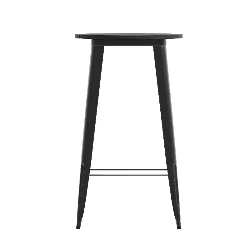 Merrick Lane Indoor/Outdoor Bar Top Table, 23.75 Round All Weather Poly Resin Top with Steel base