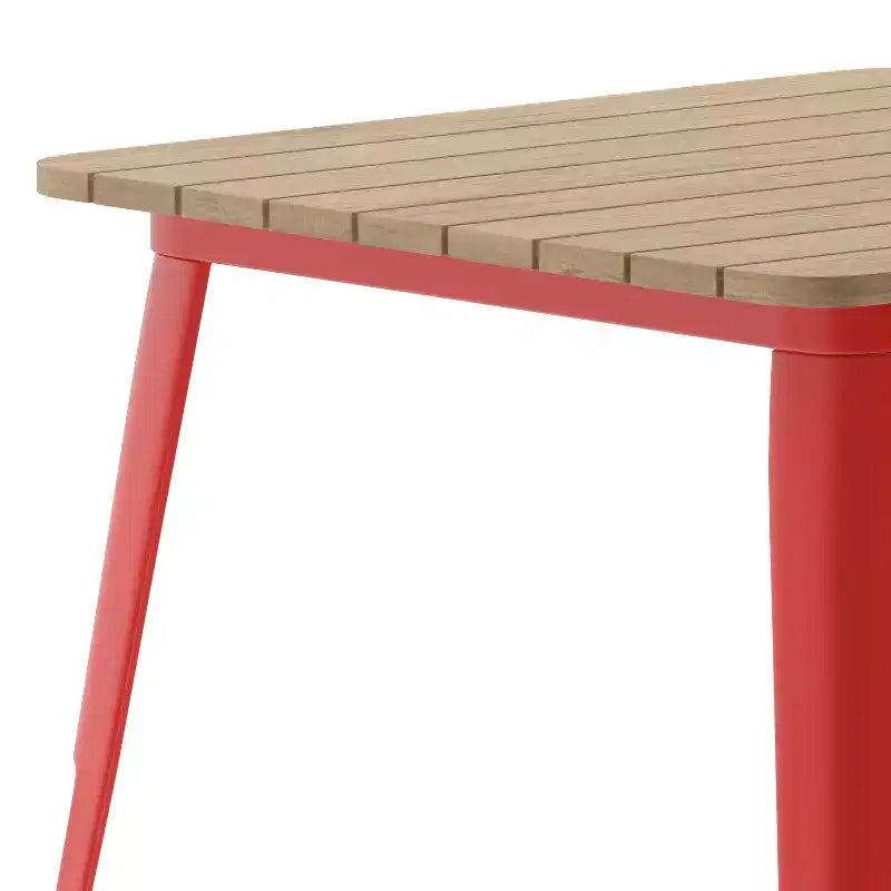 Merrick Lane Indoor/Outdoor Dining Table, 31.5 Square All Weather Poly Resin Top with Steel Base