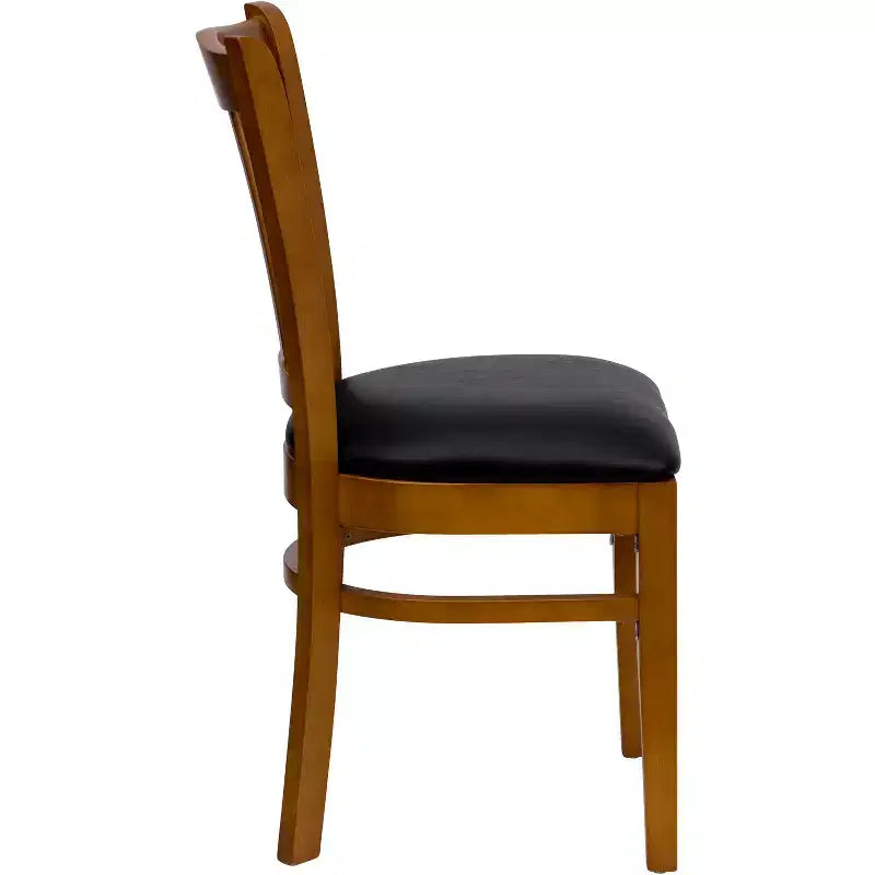 Emma and Oliver 2 Pack Vertical Slat Back Wooden Restaurant Chair