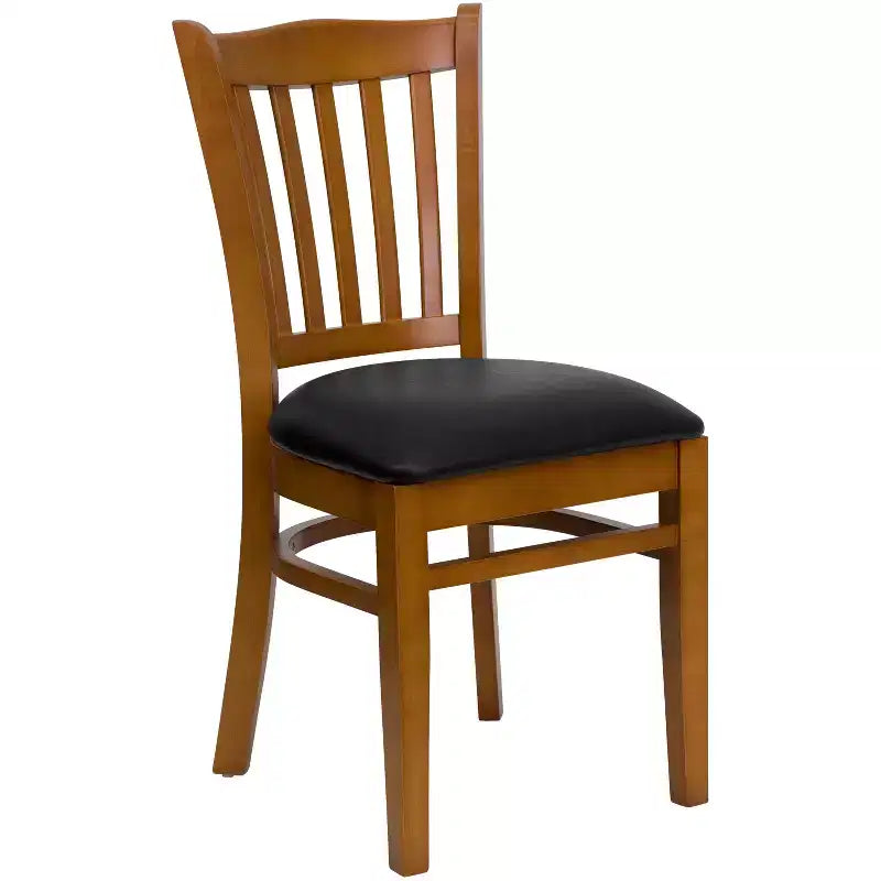 Emma and Oliver 2 Pack Vertical Slat Back Wooden Restaurant Chair