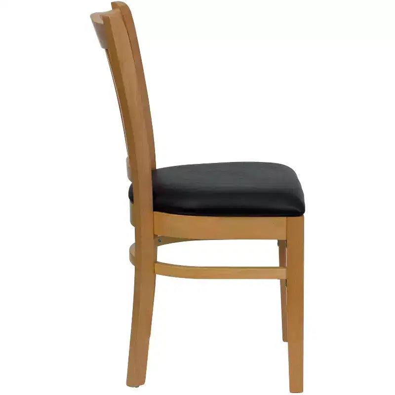 Emma and Oliver 2 Pack Vertical Slat Back Wooden Restaurant Chair