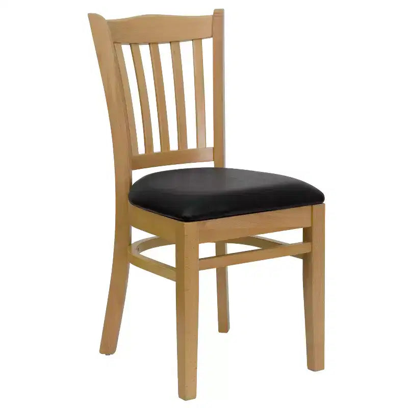Emma and Oliver 2 Pack Vertical Slat Back Wooden Restaurant Chair