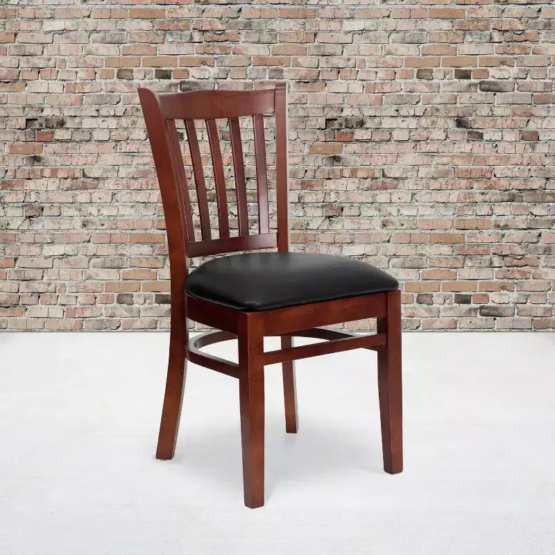 Emma and Oliver 2 Pack Vertical Slat Back Wooden Restaurant Chair