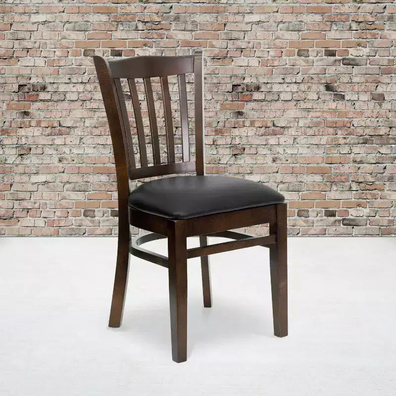 Emma and Oliver 2 Pack Vertical Slat Back Wooden Restaurant Chair