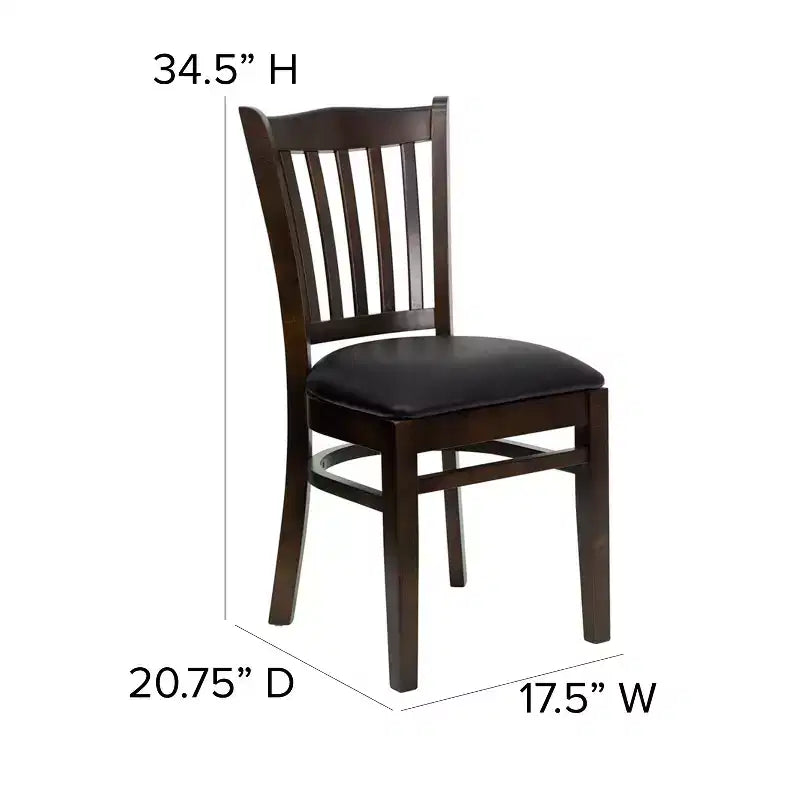 Emma and Oliver 2 Pack Vertical Slat Back Wooden Restaurant Chair