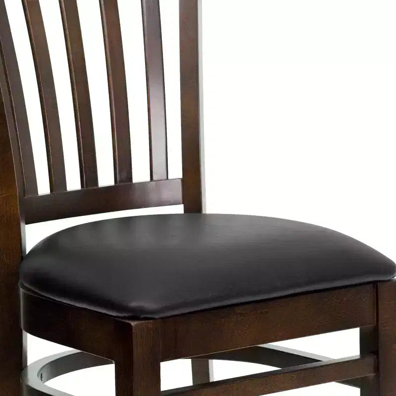 Emma and Oliver 2 Pack Vertical Slat Back Wooden Restaurant Chair