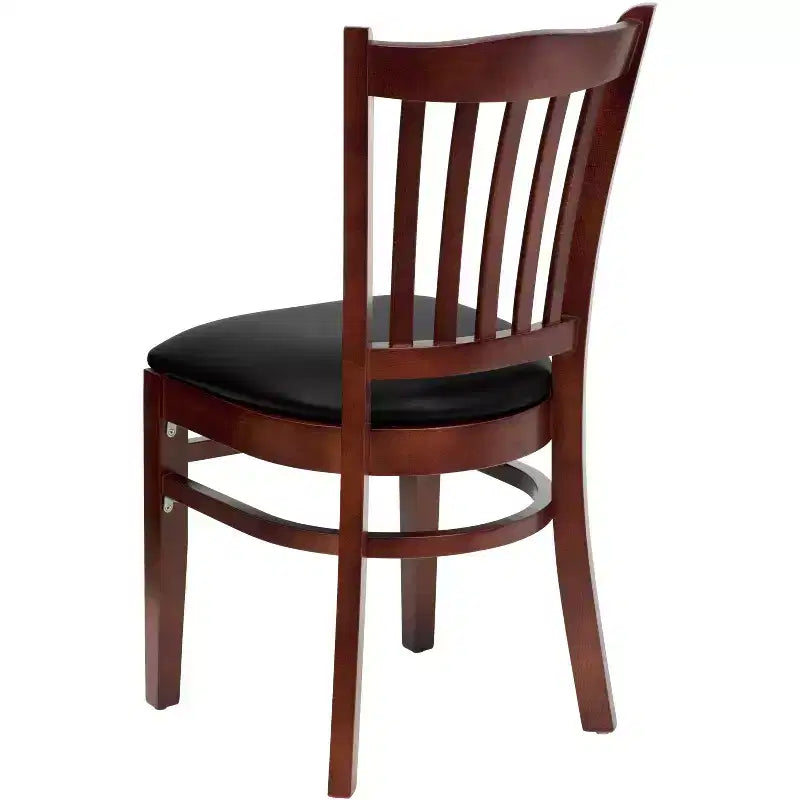 Emma and Oliver 2 Pack Vertical Slat Back Wooden Restaurant Chair