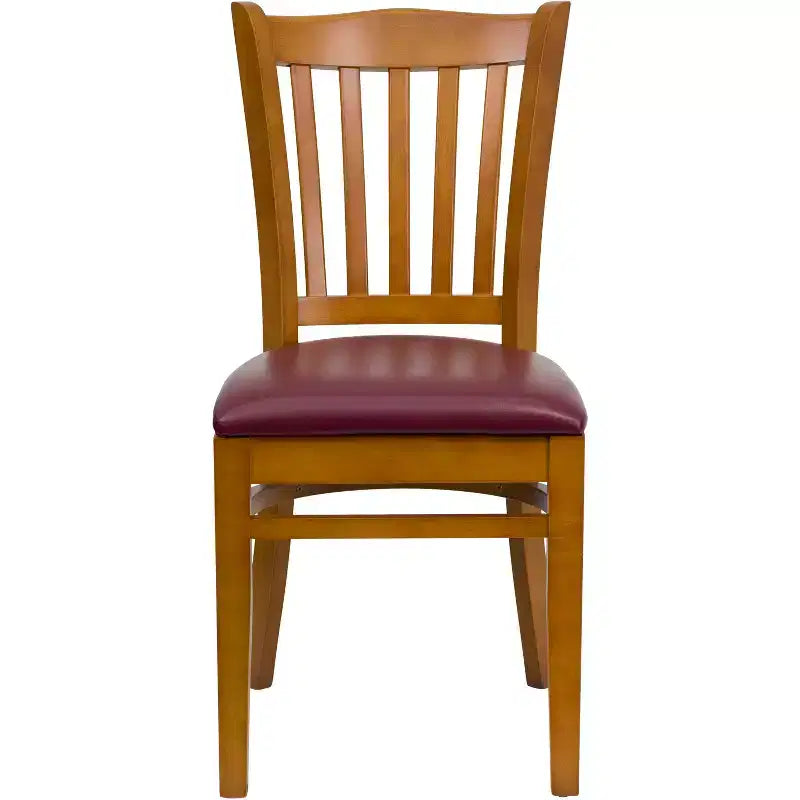Emma and Oliver 2 Pack Vertical Slat Back Wooden Restaurant Chair