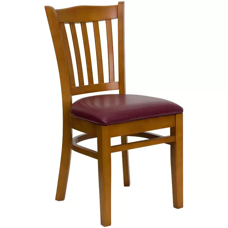 Emma and Oliver 2 Pack Vertical Slat Back Wooden Restaurant Chair