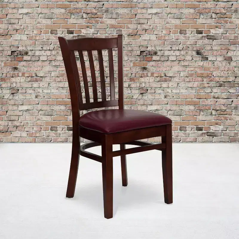 Emma and Oliver 2 Pack Vertical Slat Back Wooden Restaurant Chair