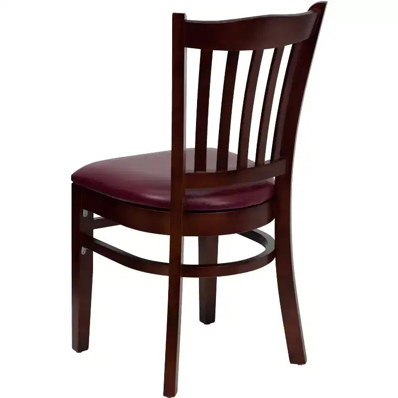 Emma and Oliver 2 Pack Vertical Slat Back Wooden Restaurant Chair