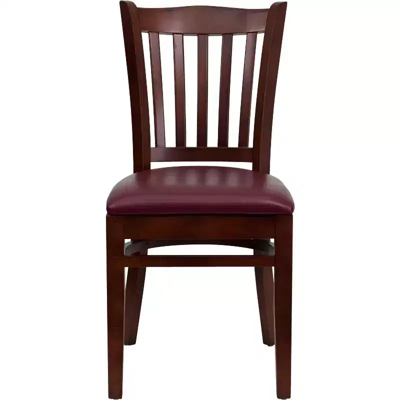 Emma and Oliver 2 Pack Vertical Slat Back Wooden Restaurant Chair