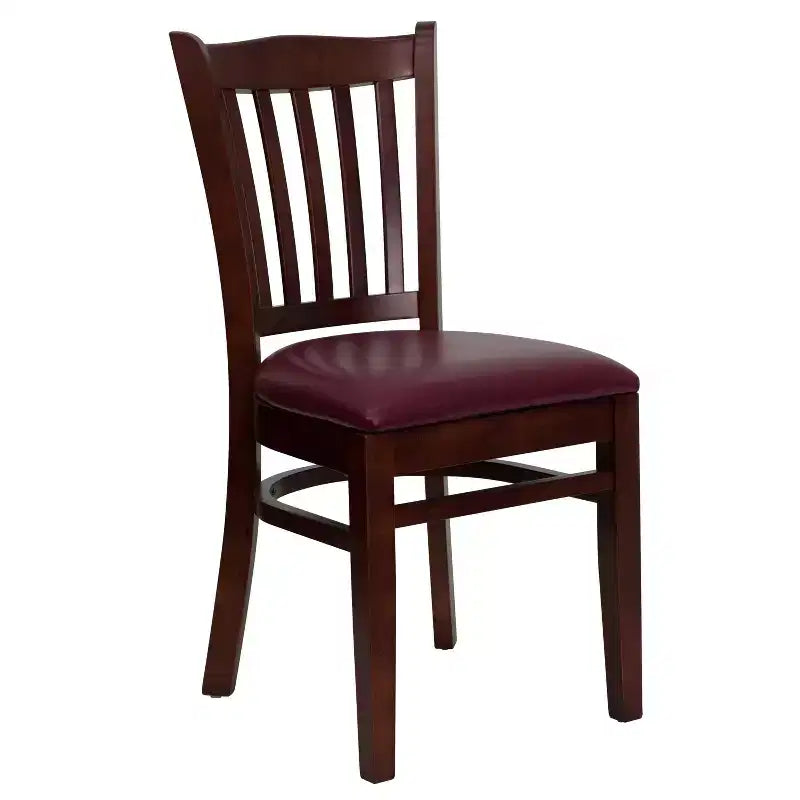 Emma and Oliver 2 Pack Vertical Slat Back Wooden Restaurant Chair