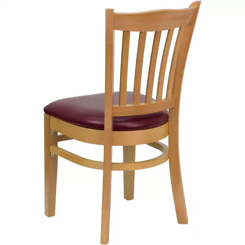 Emma and Oliver 2 Pack Vertical Slat Back Wooden Restaurant Chair