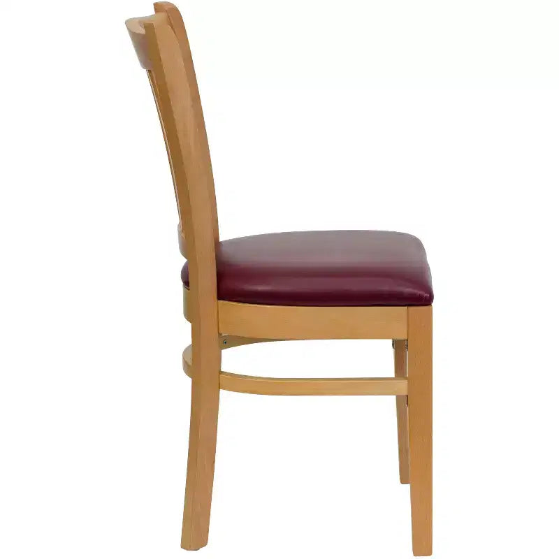 Emma and Oliver 2 Pack Vertical Slat Back Wooden Restaurant Chair