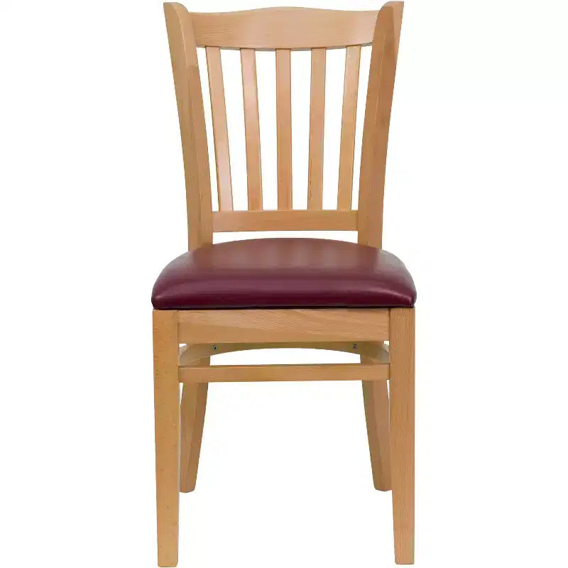 Emma and Oliver 2 Pack Vertical Slat Back Wooden Restaurant Chair