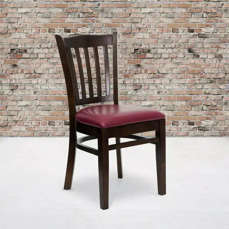 Emma and Oliver 2 Pack Vertical Slat Back Wooden Restaurant Chair