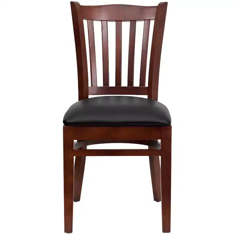 Emma and Oliver 2 Pack Vertical Slat Back Wooden Restaurant Chair