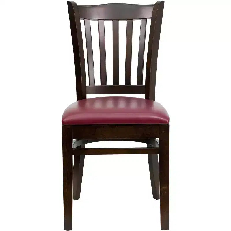 Emma and Oliver 2 Pack Vertical Slat Back Wooden Restaurant Chair