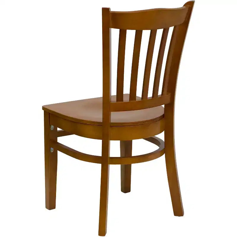 Emma and Oliver 2 Pack Vertical Slat Back Wooden Restaurant Chair