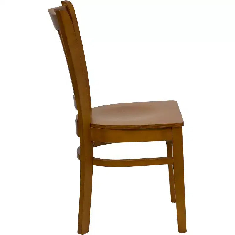 Emma and Oliver 2 Pack Vertical Slat Back Wooden Restaurant Chair