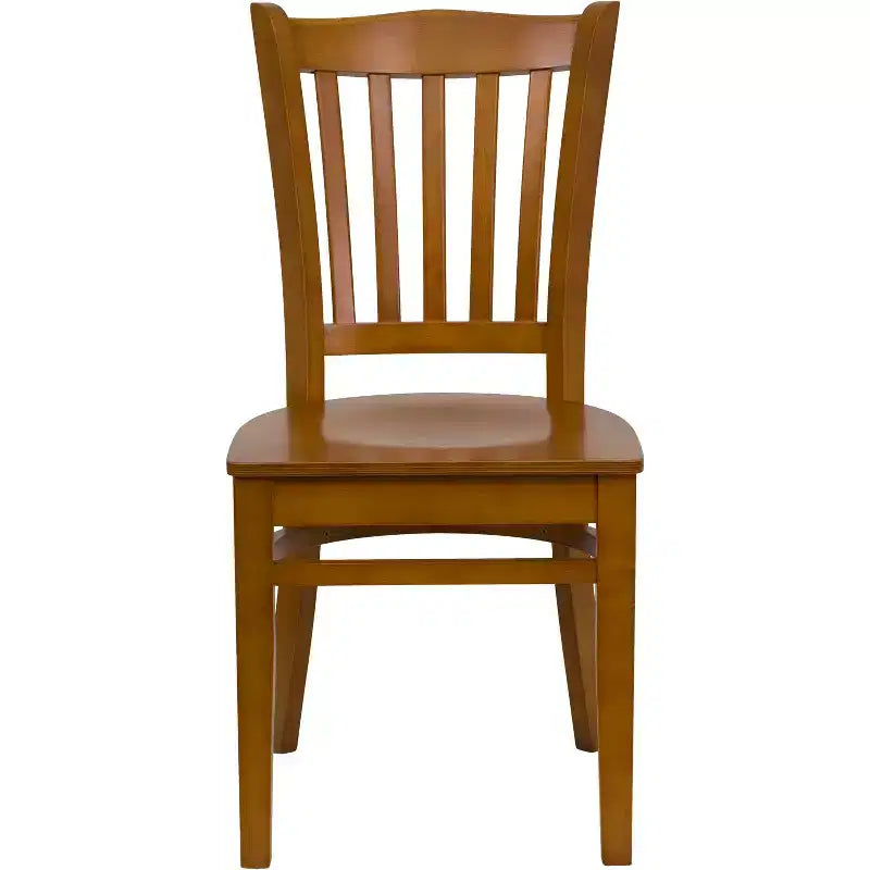 Emma and Oliver 2 Pack Vertical Slat Back Wooden Restaurant Chair