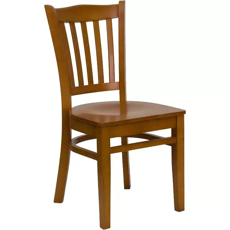 Emma and Oliver 2 Pack Vertical Slat Back Wooden Restaurant Chair