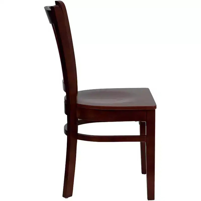 Emma and Oliver 2 Pack Vertical Slat Back Wooden Restaurant Chair
