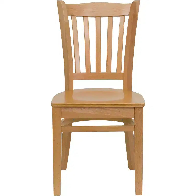 Emma and Oliver 2 Pack Vertical Slat Back Wooden Restaurant Chair