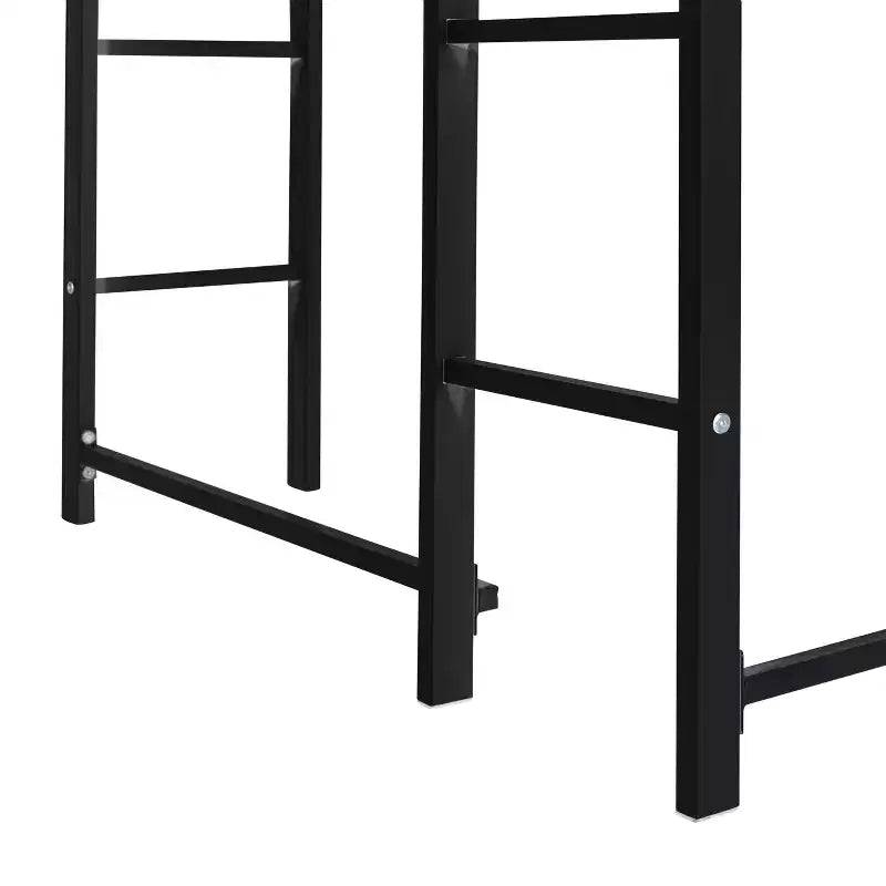 Twin Metal Loft Bed with 2 Shelves and Desk - ModernLuxe