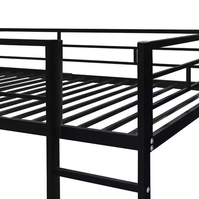 Twin Metal Loft Bed with 2 Shelves and Desk - ModernLuxe
